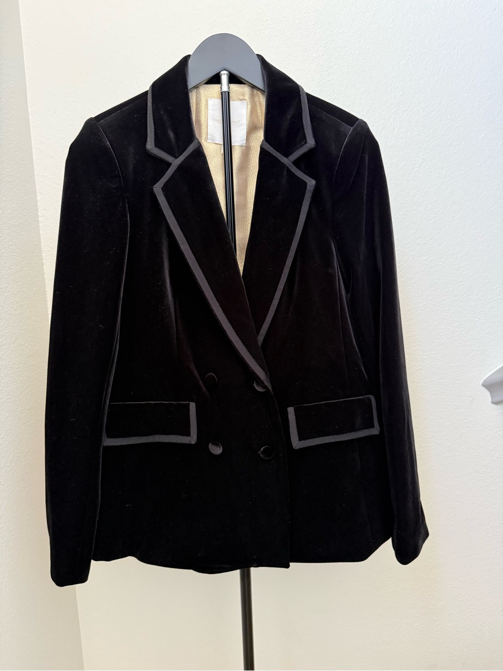 Black Velvet Double-Breasted Women's XS Blazer